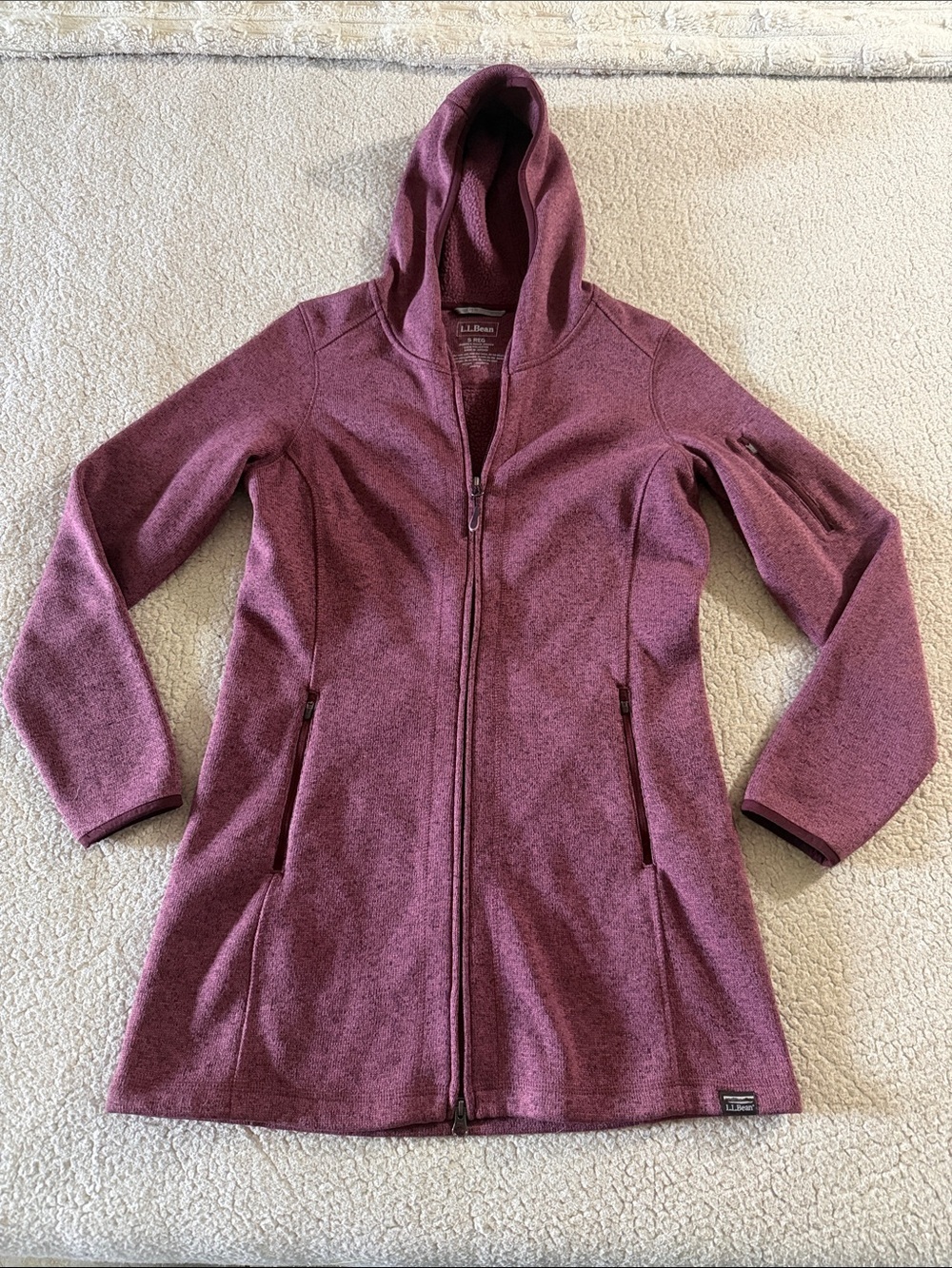 L.L. Bean Hooded Utility Full Zip Jacket in Mauve Small